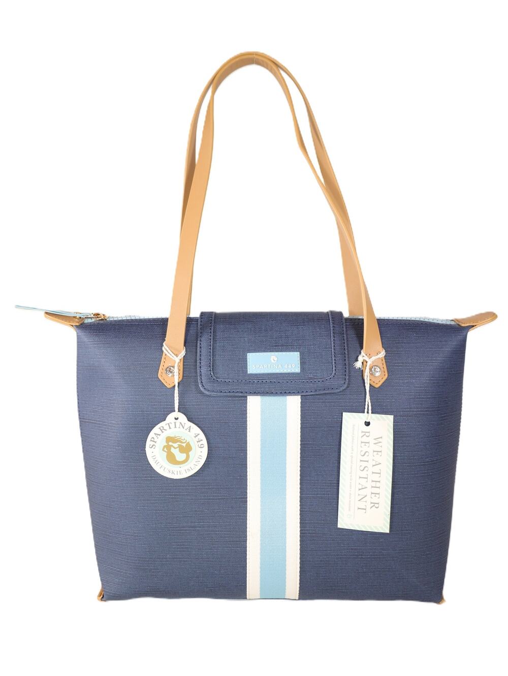 Spartina 449 Armada Zip Travel Tote Bag – Navy Blue Stripe – NWT